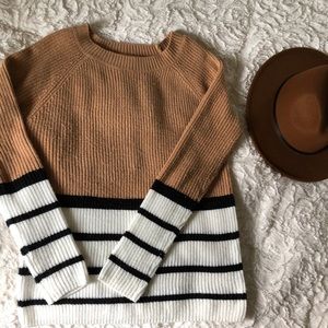 Tan and striped sweater